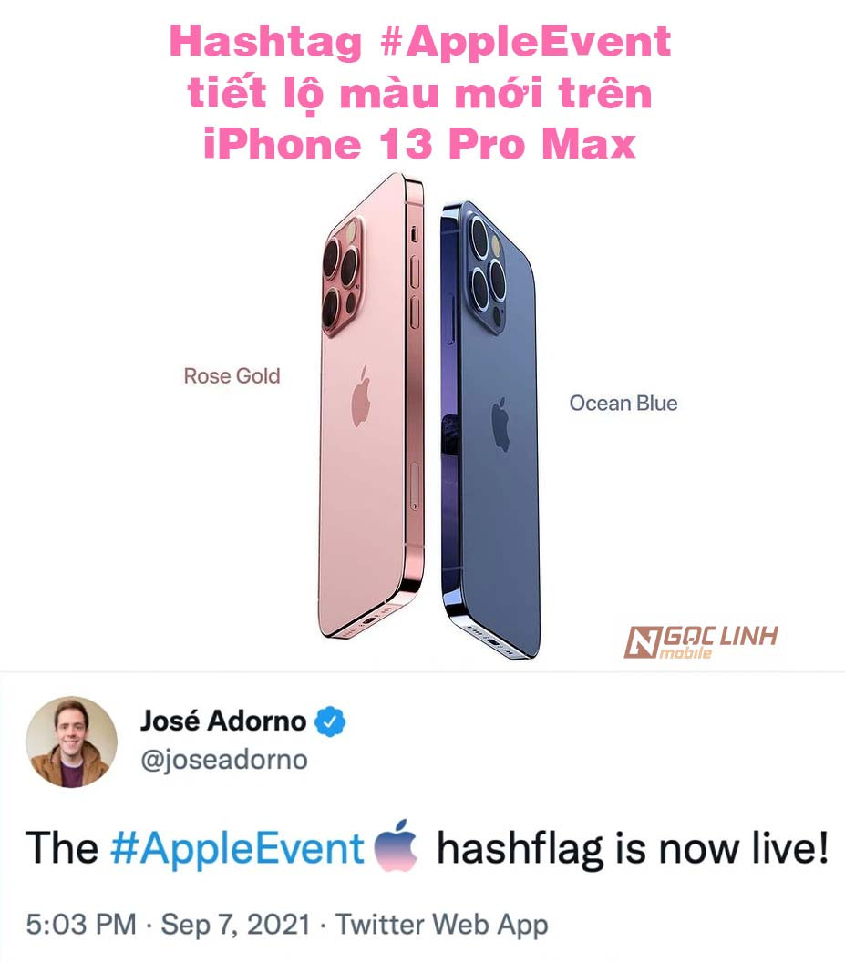 Hashtag AppleEvent, hé lộ màu mới trên iPhone 13