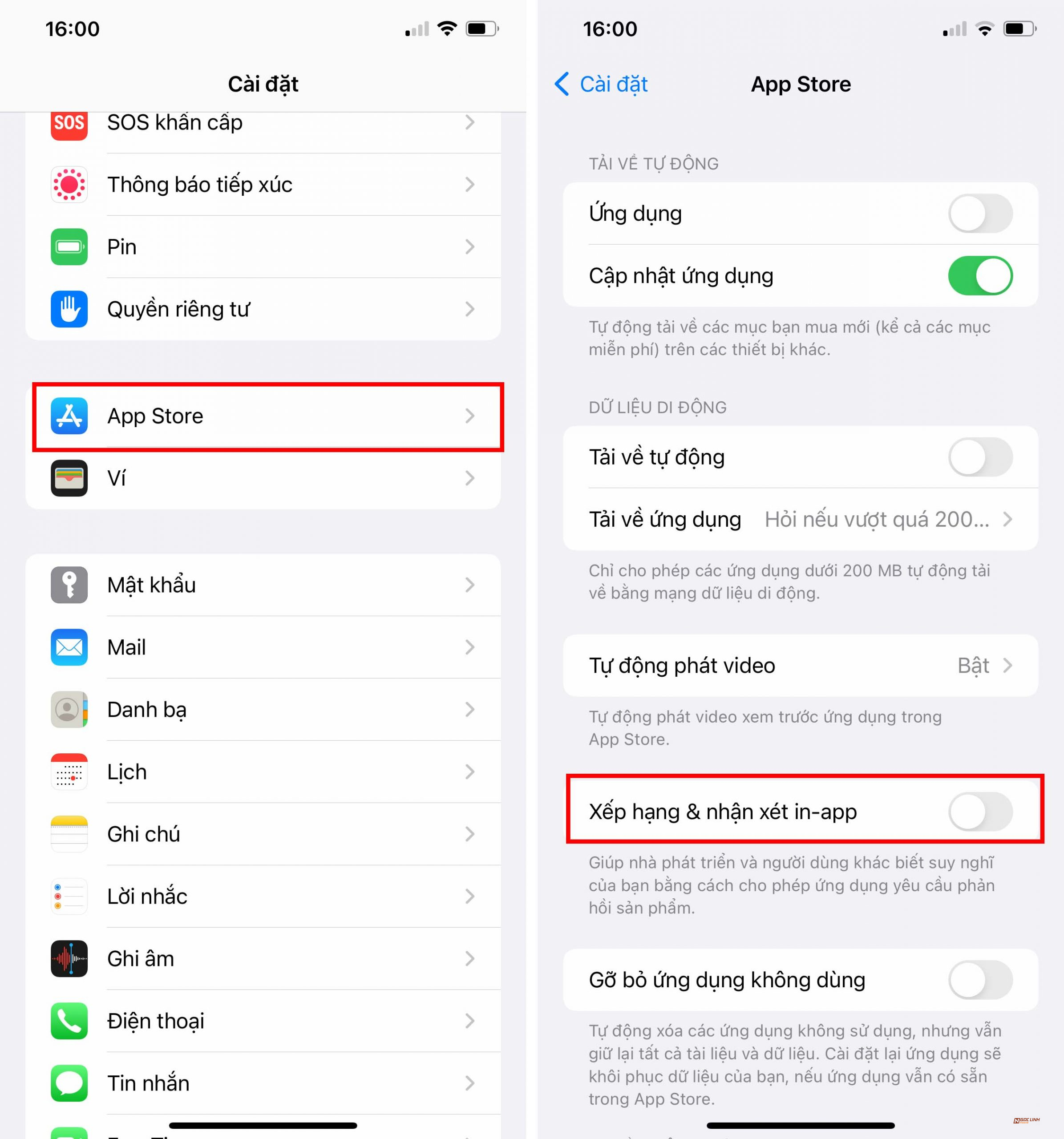 Các tắt In-App Ratings & Reviews trên IOS và MacOS