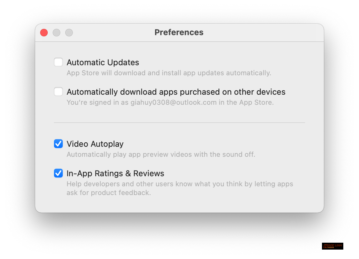 Các tắt In-App Ratings & Reviews trên IOS và MacOS
