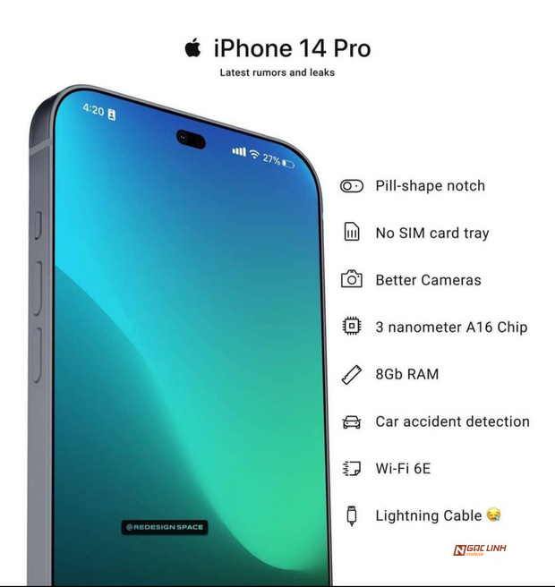 iPhone 14 rò rỉ hình ảnh, thông số chi tiết