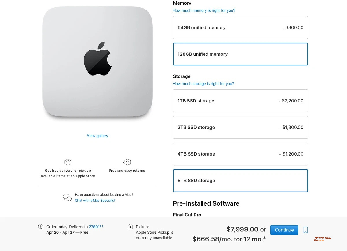 Mac Studio bản "max option" lên đến gần 200 triệu