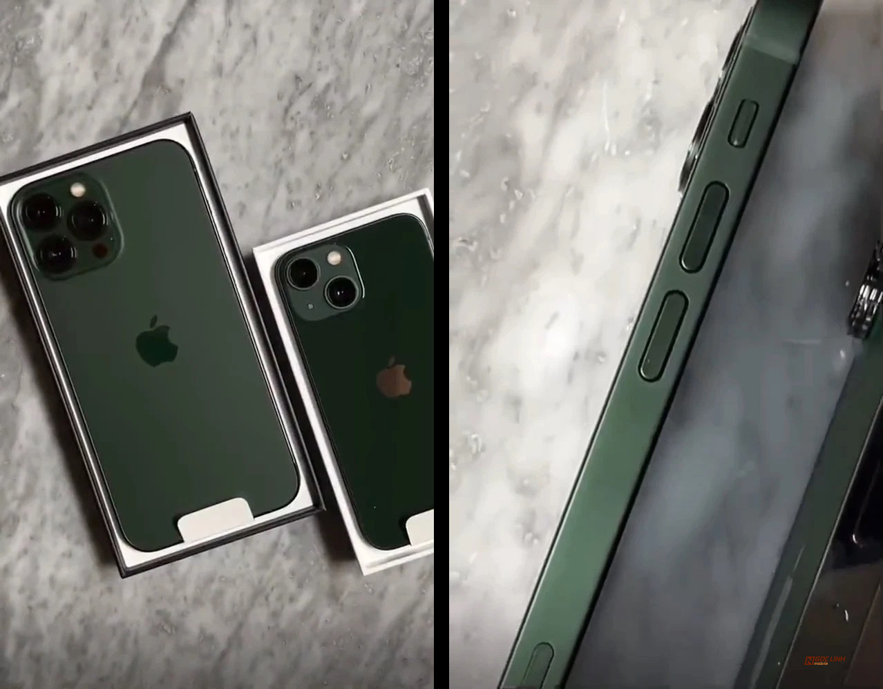 Cận cảnh màu Alpine Green trên bộ đôi iPhone 13